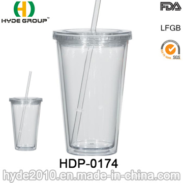 2017 populaire 16oz BPA libre Double paroi de gobelet en plastique (HDP-0174)